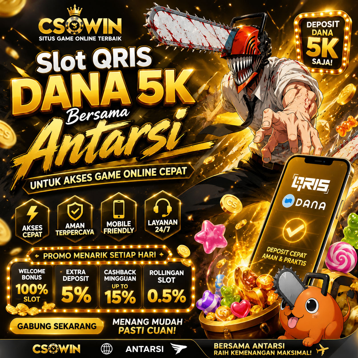 CSOWIN ✈️ Slot QRIS Dana 5K Bersama Antarsi untuk Akses Game Online Cepat